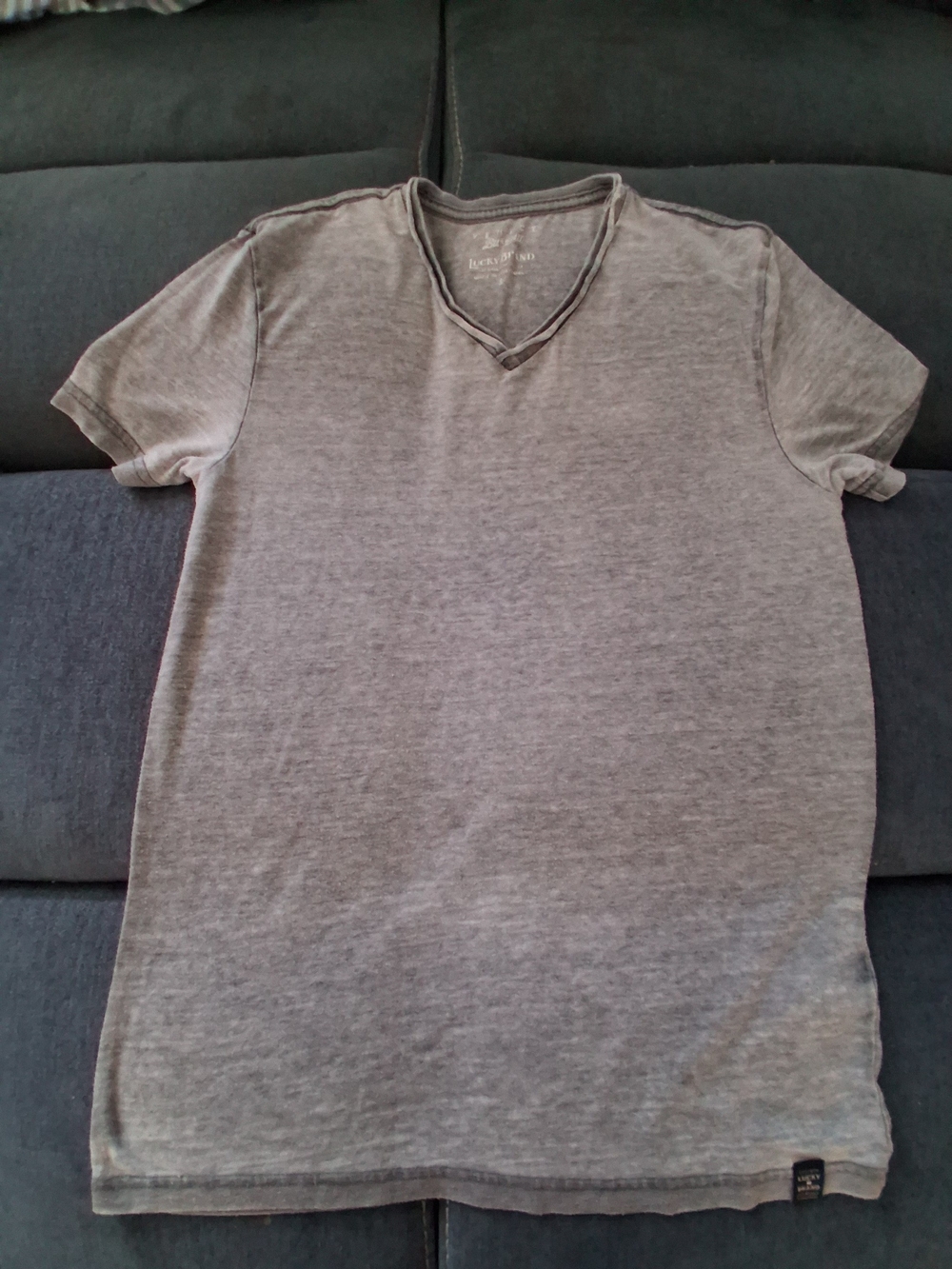 Lucky Brand Men's Gray V-Neck Short Sleeve Tee